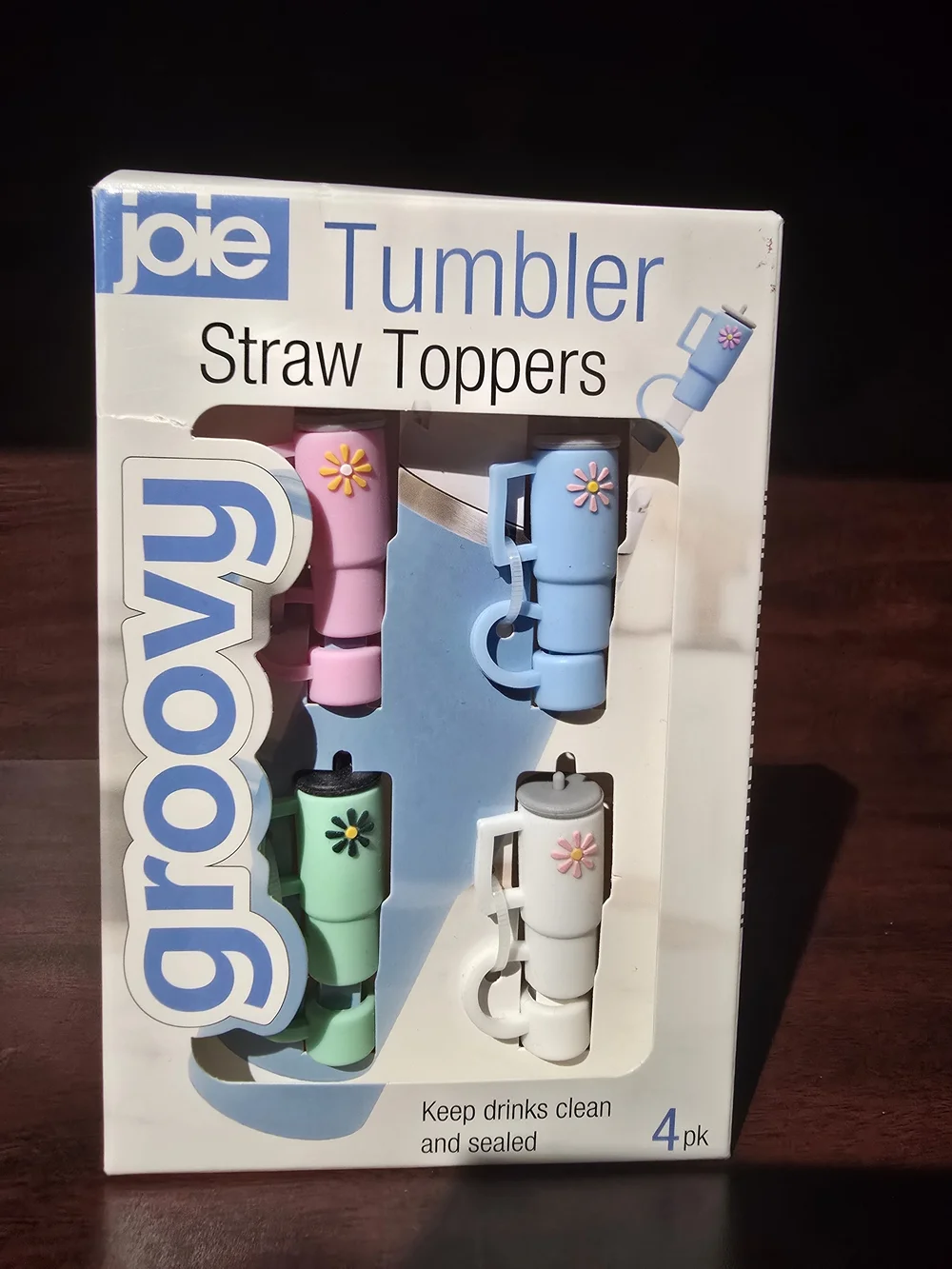 Joie Groovy Tumbler Straw Toppers - Pink, Blue, Green, White